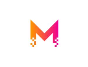 Pixel Letter M Logo Icon Design